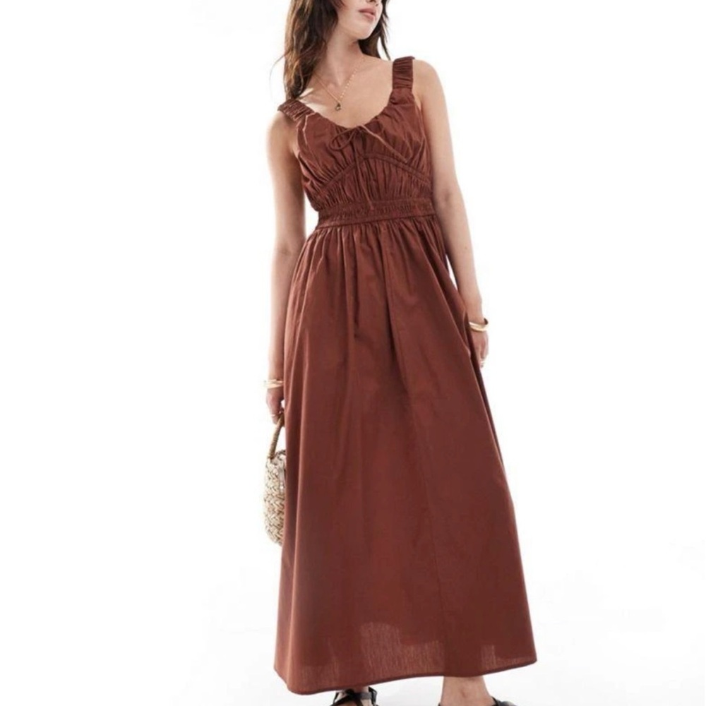 ASOS Brown Channel Waist Midi/Maxi Sundress